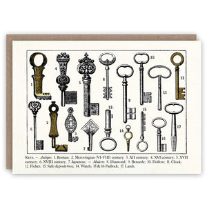 Greeting card illustrating different types of keys