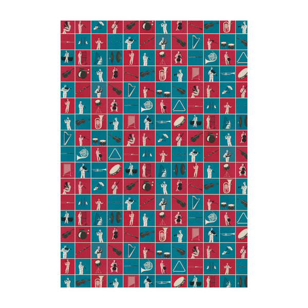 Musical wrapping paper with instruments of the orchestra