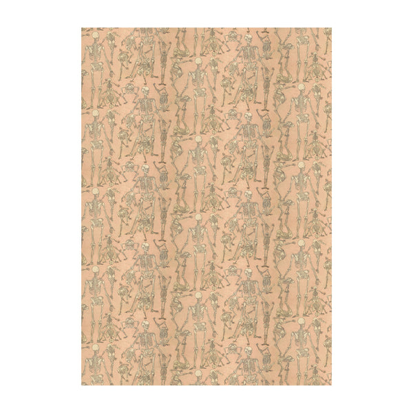 Skeleton wrapping paper adapted from vintage Japanese drawings