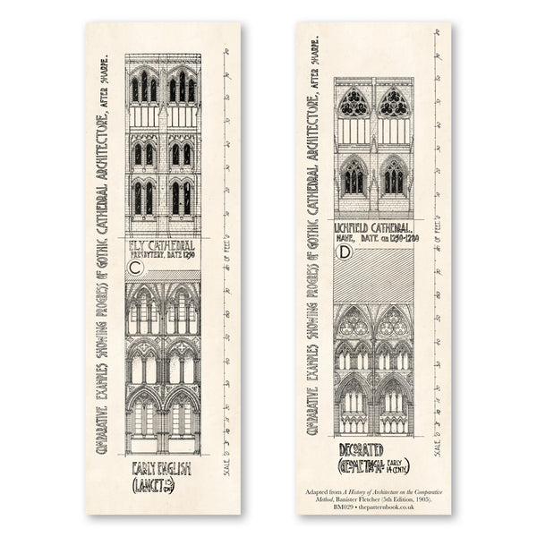 vintage style cathedrals 2 bookmark printed on recycled paper