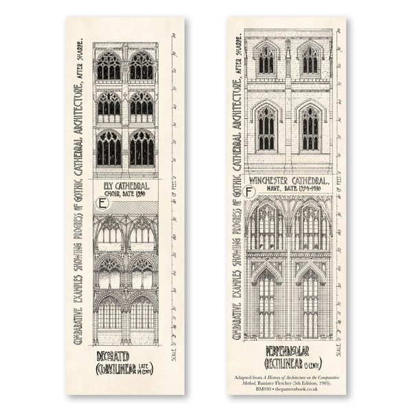 vintage style cathedrals 3 bookmark printed on recycled paper
