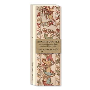 Packaged bookmark set with vintage-style illustrations on a white background
