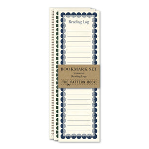 Set of bookmark reading logs with a patterned design on a white background