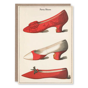 Greeting card with an illustration of 19th-century ladies' dress shoes, adapted from a 1900 catalogue of Victorian ladies footwear