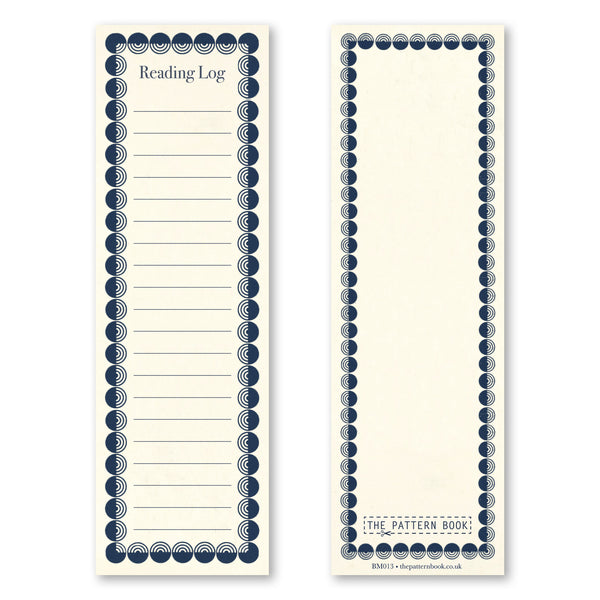 vintage style reading log bookmark blue  printed on recycled paper
