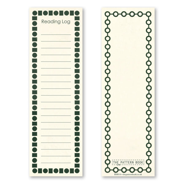 vintage style reading log bookmark green  printed on recycled paper