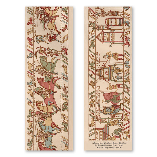 vintage style bayeux tapestry bookmark printed on recycled paper