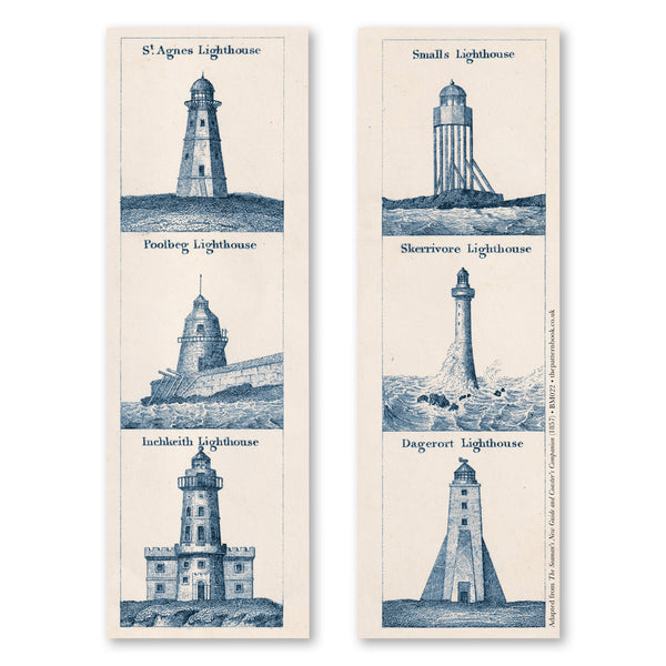 vintage style lighthouses bookmark printed on recycled paper
