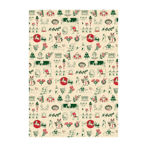 Vintage style Christmas wrapping paper illustrating printer's 'decorators'
